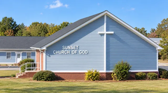 Sunset Church of God at its present Anaconda Road location